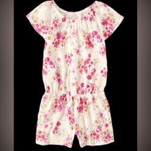 Floral Romper with Pink and White Design